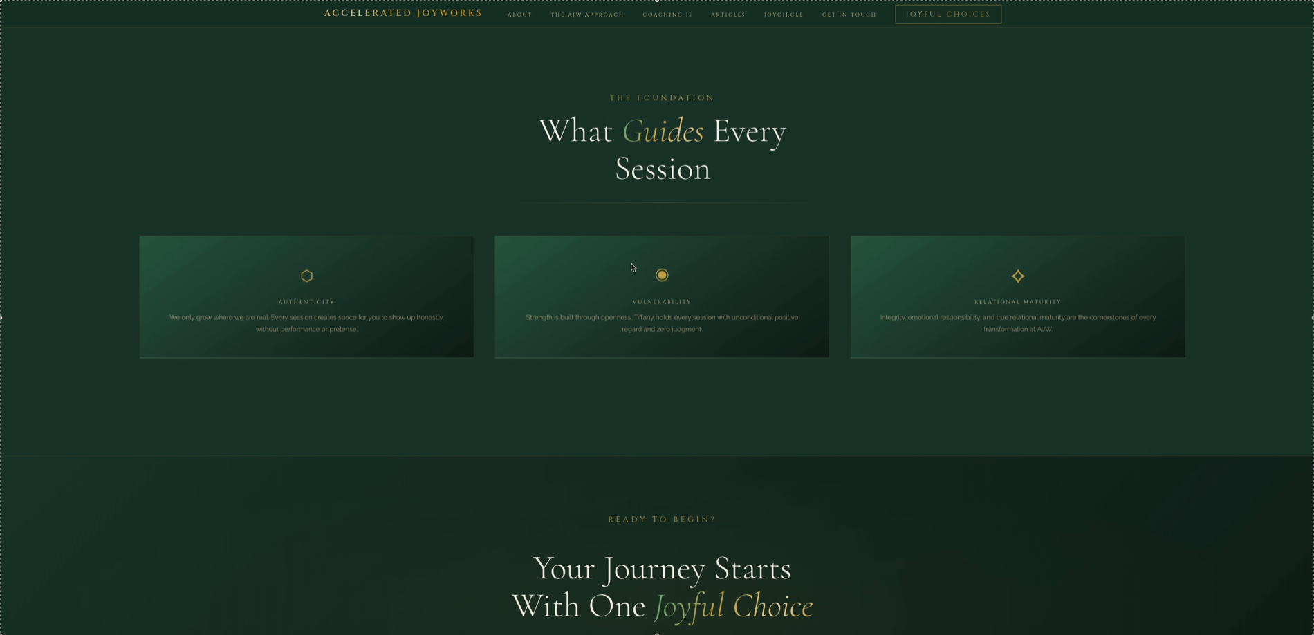 Accelerated JoyWorks redesign — What Guides Every Session